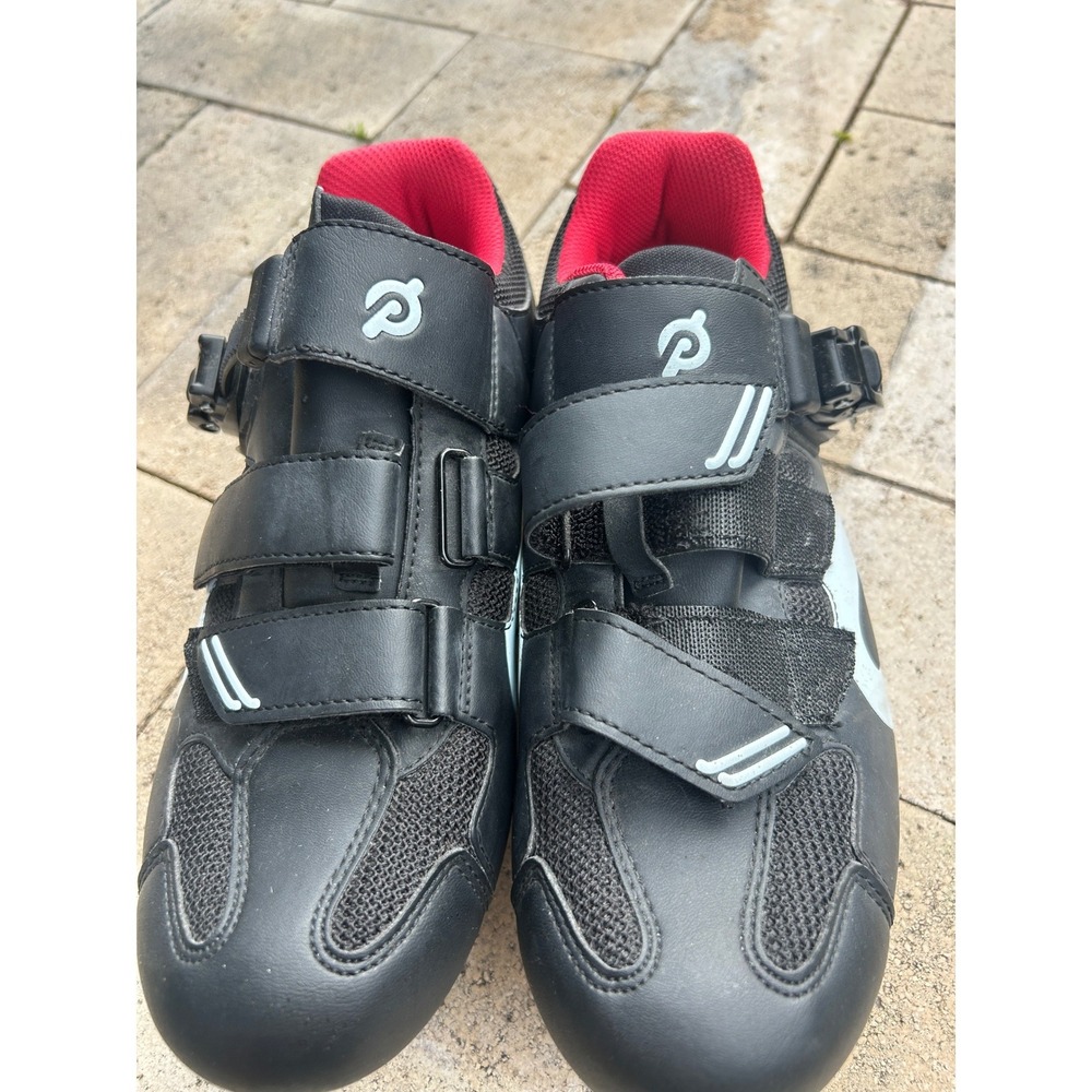 Peloton Cycling Shoes Black Red EU 42 Mens 9 Womens 11 with Cleats PL-SH-01